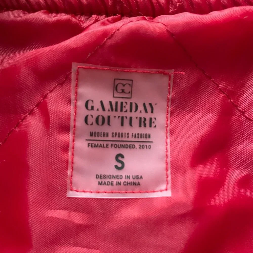 ALABAMA MIXED MEDIA THROWBACK BOMBER JACKET/RHINESTONE BY MADI P.T. - Picture 8 of 15